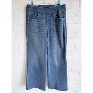 Belle Kim Gravel Wide Leg Denim Jeans Blue Wash Elastic Waist Womens Size 4P